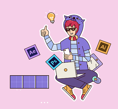 粉紫加班狗设计日常朋友圈封面背景