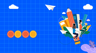 考研课堂手绘卡通课程封面背景