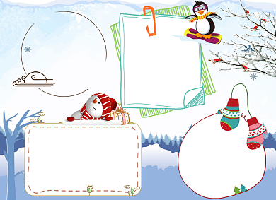 蓝色立冬小报堆雪人手抄报背景