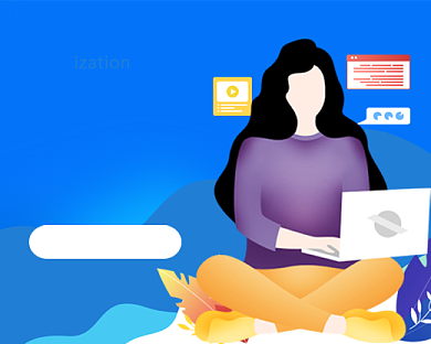 蓝色卡通办公神器职场小程序封面背景