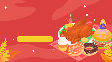 集赞美食免费吃插画广告banner背景