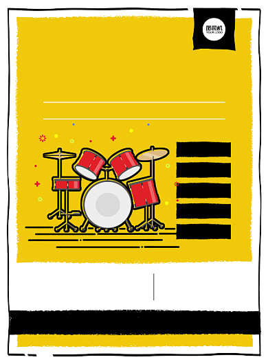 音乐架子鼓卡通印刷海报背景