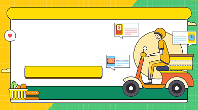 外卖配送卡通插画广告banner背景