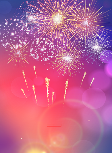新年快乐蓝红渐变烟花印刷海报背景