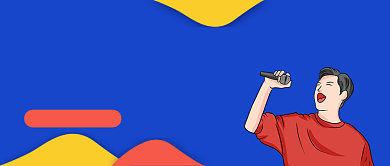 卡通蓝色唱歌技巧学习公众号首图背景