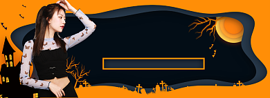 时尚剪纸风万圣节女装促销海报背景