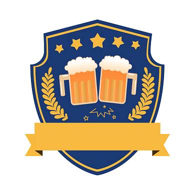 啤酒蓝色复古风饮品标签不干胶背景