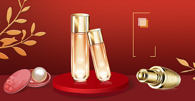 红色双十一创意喜庆淘抢购美妆海报背景