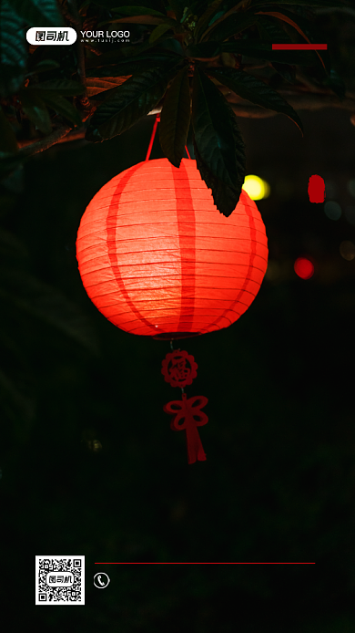 除夕欢度佳节写实手机海报背景