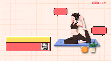 减肥训练营手绘几何手机横版海报背景