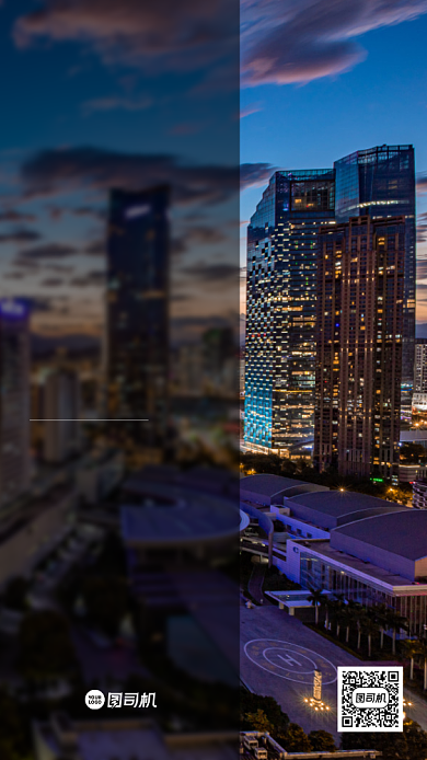 夕阳下城市现代建筑手机海报日签月签背景