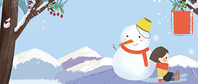 大雪节气儿童雪人户外森林公众号首图背景
