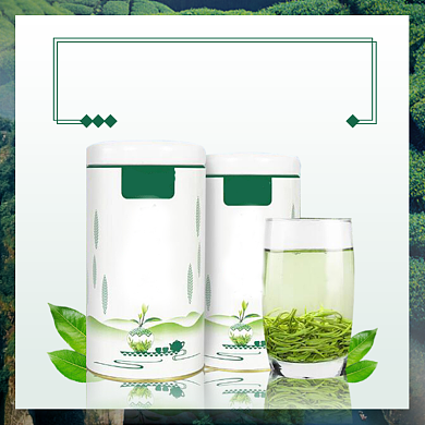 新鲜绿茶新品上市简约促销主图背景