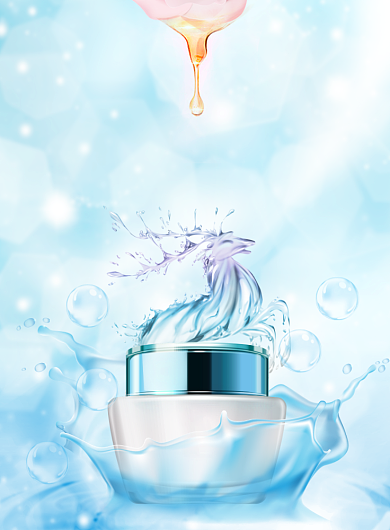 蓝色滋润补水鹿人皆知圣诞节护肤品海报背景