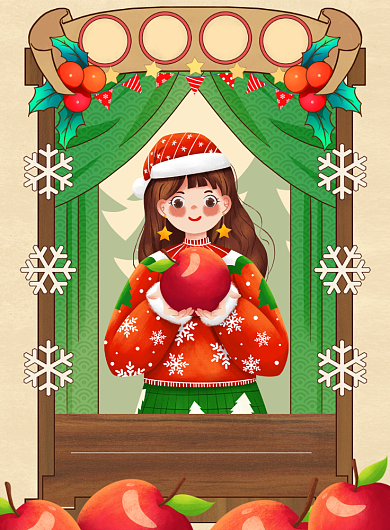 圣诞节红绿中国风节日进店有礼海报背景