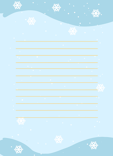 冬季雪花蓝色简约文艺信纸背景