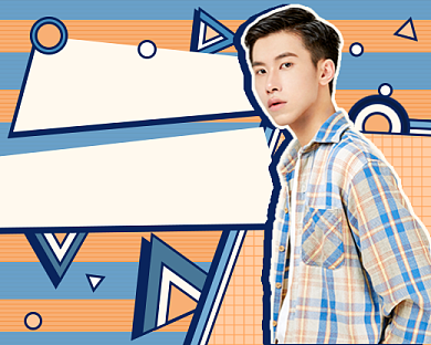 橙蓝撞色秋男装直播小程序封面背景