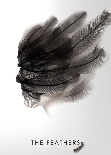 女人侧脸特写羽毛创意人物装饰画背景