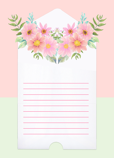 新年祝福花束绿粉小清新背景温馨信纸背景