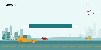 交通安全绿色卡通遵守交通宣传展板背景