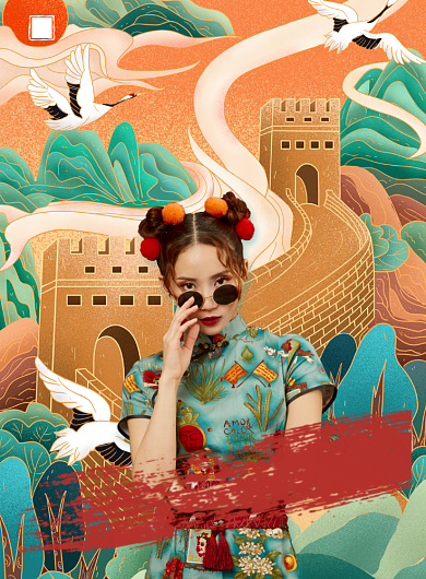 服装大气中国风旗袍国潮范国潮海报背景