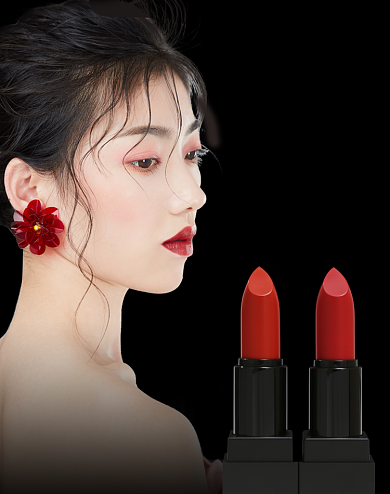 电商海报口红彩妆哑光雾面唇彩背景