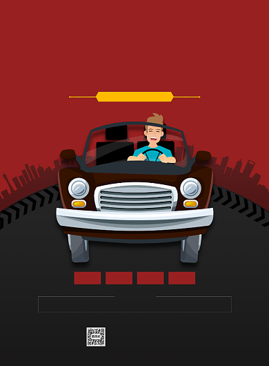 汽车分期红黑插画印刷海报背景