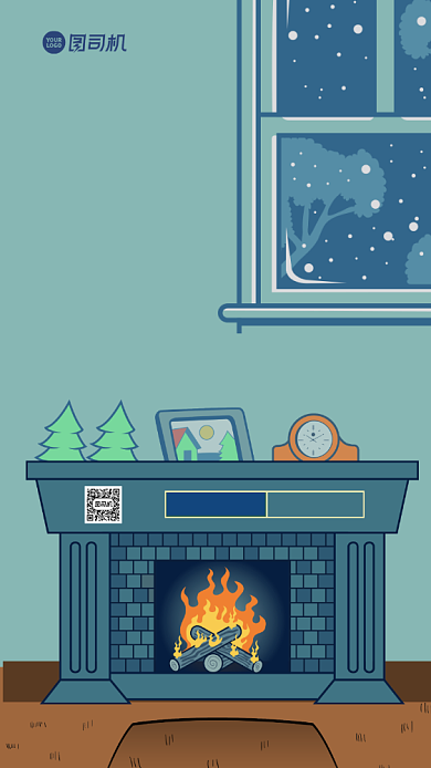 平安夜创意插画手机海报背景