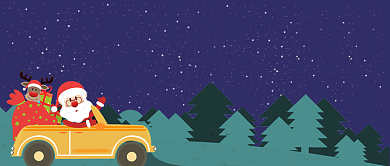 蓝色卡通手绘圣诞大雪公众号首图背景