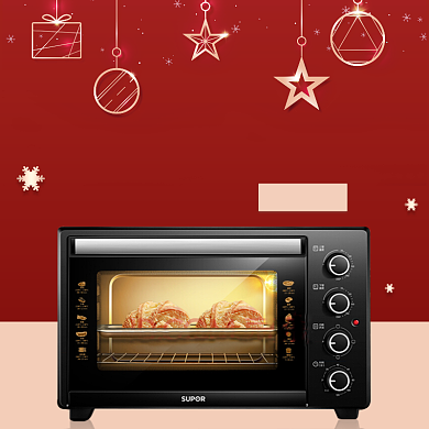 圣诞节双旦家电烤箱主图背景
