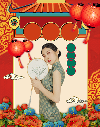 元宵节竖版女装新年促销电商海报背景