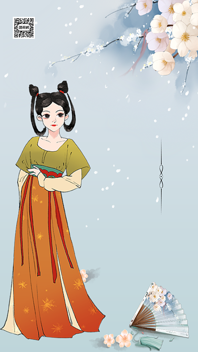 汉服馆春节正常营业通知手机海报背景