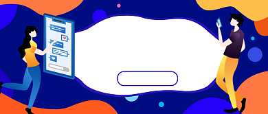 职场干货插画风蓝色公众号首图背景