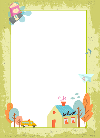 毕业季卡通插画学校友情寄语绿色信纸背景