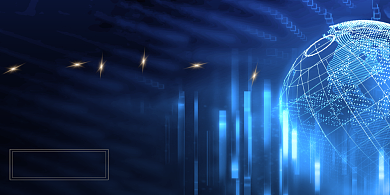 企业年会盛典蓝色商务科技印刷展板背景