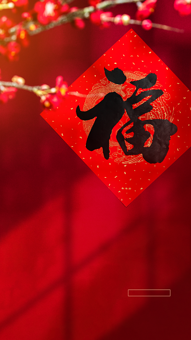 红色喜庆新春大气过年手机海报背景