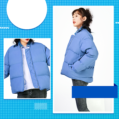 冬季上新羽绒服简约促销拼图主图背景