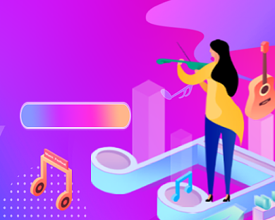 音乐歌曲宣传卡通小程序封面背景