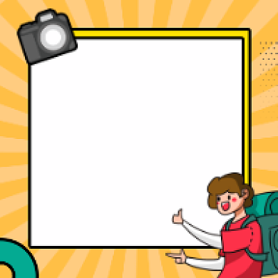 旅游攻略橙色简约插画公众号次图背景