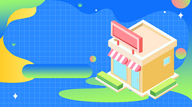 小图便利店渐变插画广告banner背景