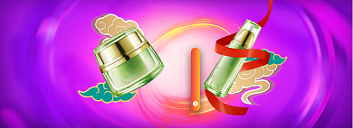 双12国货回潮国潮风化妆美容产品大促背景