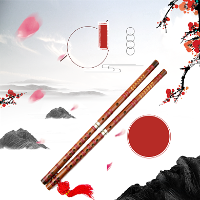 演奏竹笛子乐器中国风主图背景