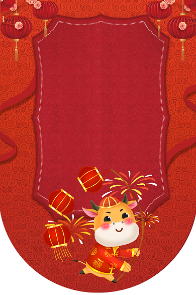 牛年春节开门大吉促销红色喜庆插画吊旗背景