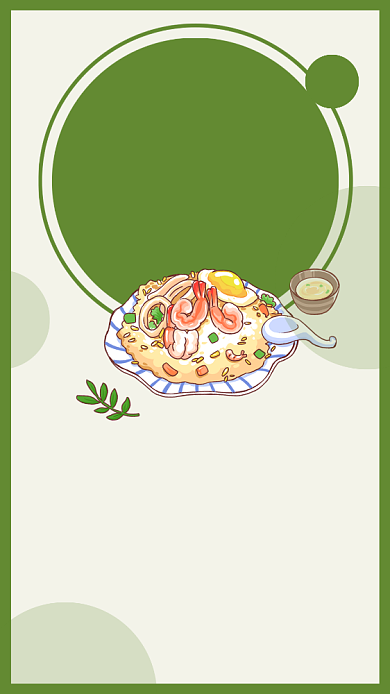 绿色卡通美味来袭促销文章配图背景