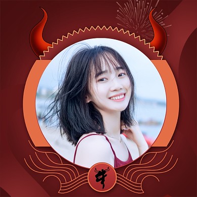 春节牛年新春微信头像喜庆可爱牛角