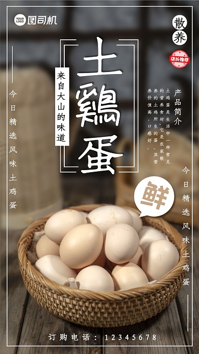 特价土鸡蛋促销简约手机海报