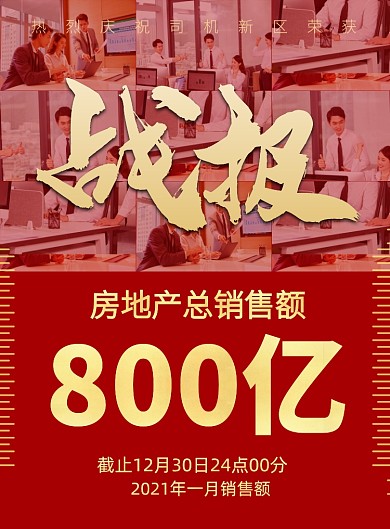 战报红色大气商务风印刷海报
