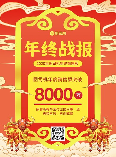 年终战报红色中国风印刷海报