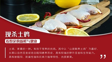 红色简约鸡肉生鲜宣传手机横图