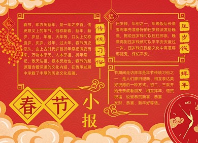 春节牛年新年小报手抄报